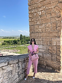 İP BAĞLAMALI PEMBE YELEKLİ TAKIM