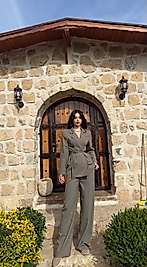 Premium Kemerli Haki Keten Takım