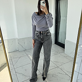 Sandy Kumaş Düşük Omuz Bluz